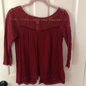 Red Top with Lace detailing